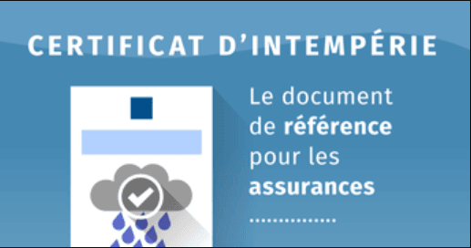 photo de certificat d'intempéries